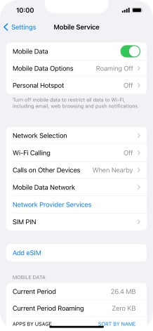 Press Mobile Data Options.