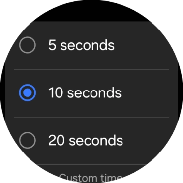Press the required setting to choose how long the countdown should be before your smartwatch calls the emergency dispatch centre when a hard fall is detected. Press the required setting to choose how long the countdown should be before your smartwatch calls the emergency dispatch centre when a hard fall is detected.