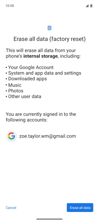 Press Erase all data.