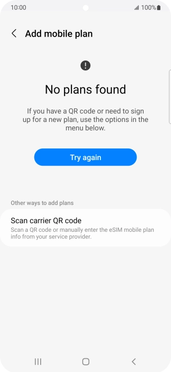 Press Scan carrier QR code.