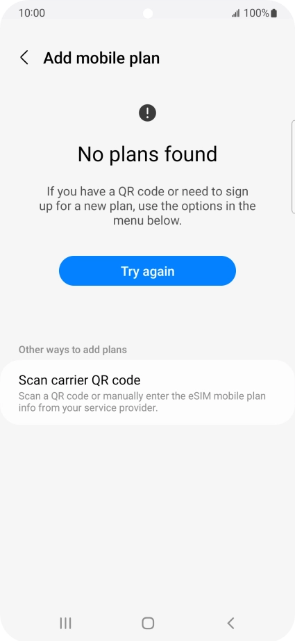 Press Scan carrier QR code.