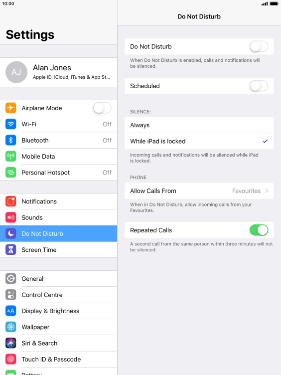 Press the indicator next to 