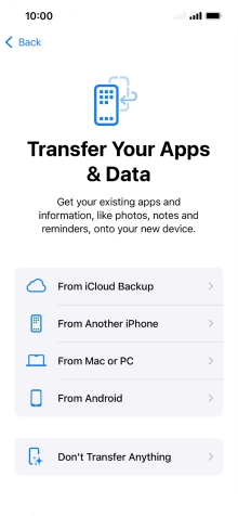 You can transfer content from an Android phone when your phone is activated for the first time and after a factory reset. When this screen is displayed, your phone is ready to transfer content from an Android phone.