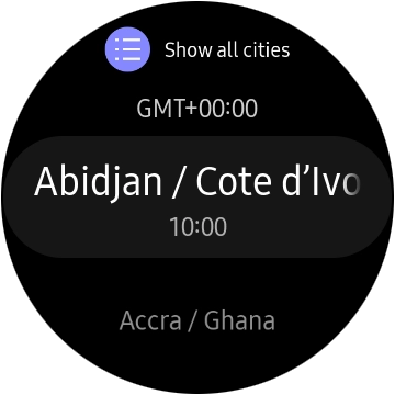 Press the required time zone. Press the required time zone.