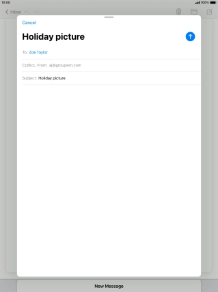 Press the text input field and write the text for your email message.