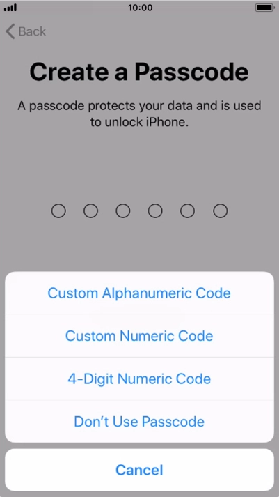 Follow the instructions on the screen to turn on use of phone lock code or press Don't Use Passcode.