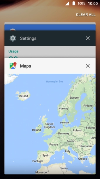 To end one running application, slide your finger right on the required application.
