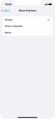 To select notification preview on the lock screen, press Always.