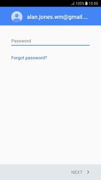 Press Password and key in the password for your Google account.
