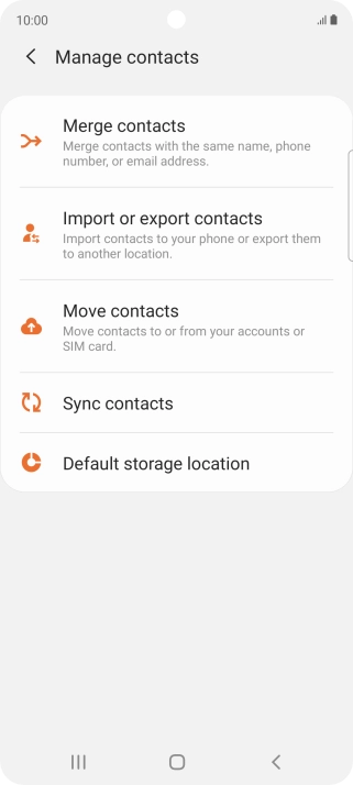 Press Import or export contacts.