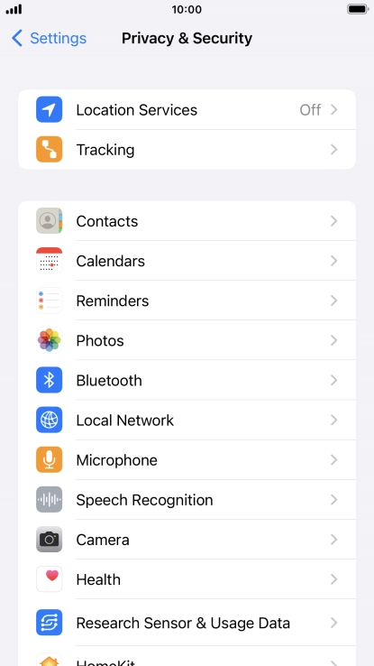 Press Location Services.