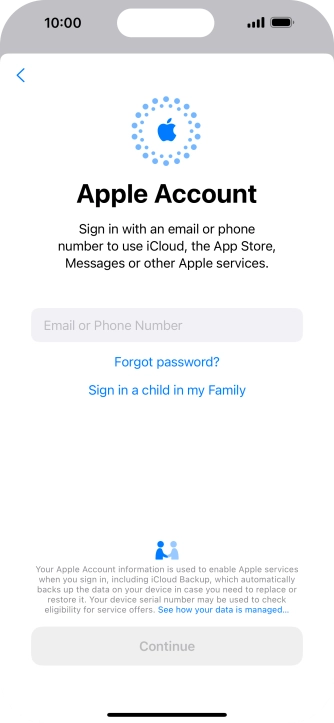 Press Email or Phone Number and key in the username for your Apple ID.