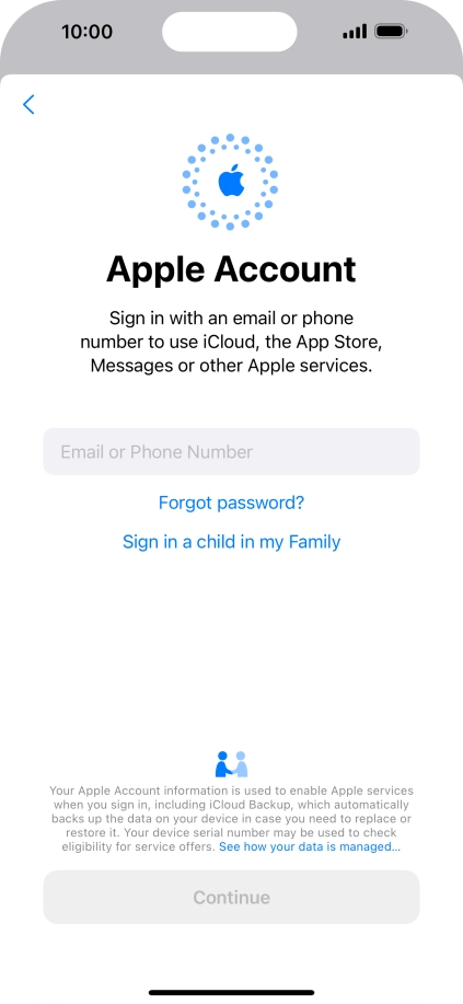 Press Email or Phone Number and key in the username for your Apple ID.