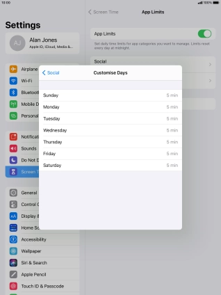 Press the required days.
