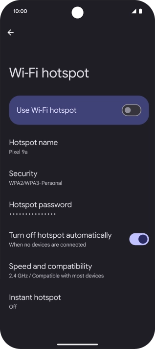 Press Hotspot name.