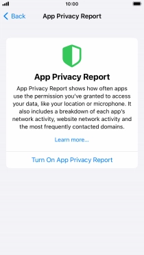 Press Turn On App Privacy Report to turn on the function.