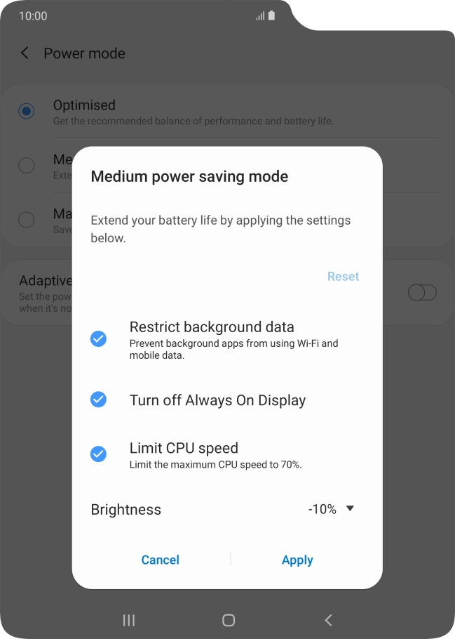 Press Apply to turn on the function.