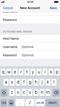 Press Username and key in the username for your email account. Please note that if you're using Vodafone's outgoing server, leave the username field empty.