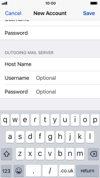 Press Username and key in the username for your email account. Please note that if you're using Vodafone's outgoing server, leave the username field empty.