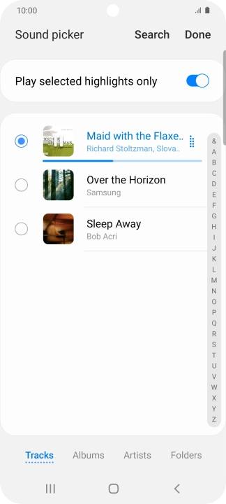 Once you've found a ring tone you like, press Done.