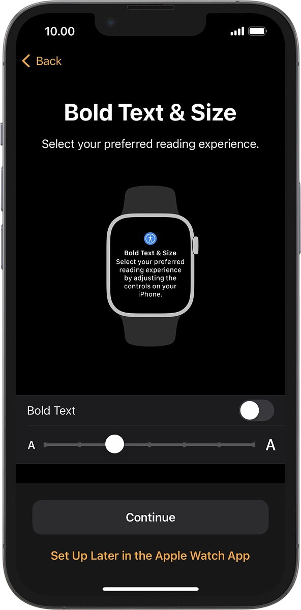 On your phone: Follow the instructions on the screen to select the required settings and press Continue.