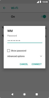 Key in the password for the Wi-Fi network and press CONNECT.