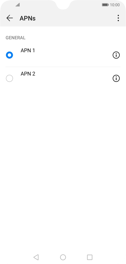 Press the field next to the required data connection to activate it.