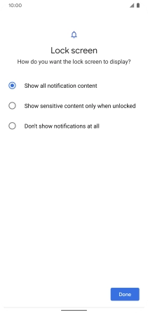 Press the required setting.