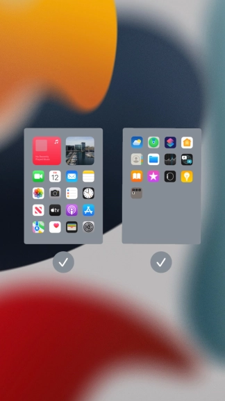 Press the fields below the required home screens to select or deselect them.