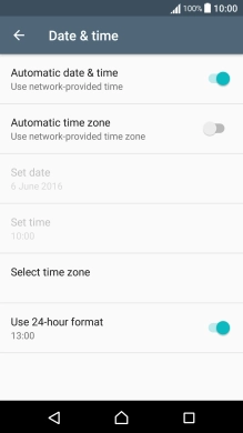 Press Automatic time zone to turn on the function.