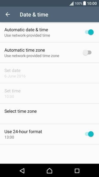 Press Automatic time zone to turn on the function.