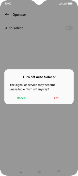 Press Off to turn off the function and wait while your phone searches for networks.