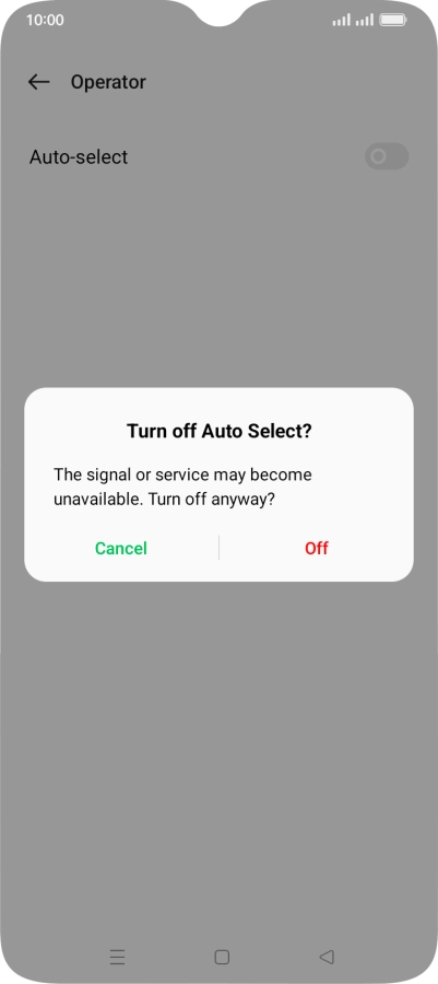 Press Off to turn off the function and wait while your phone searches for networks.