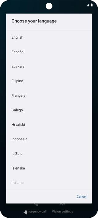 Press the required language.