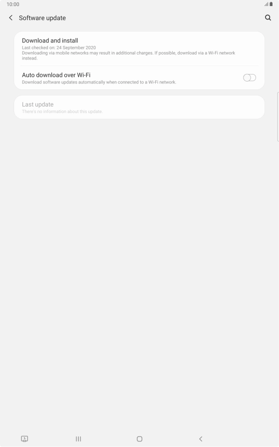 Press Download and install. If a new software version is available, it's displayed. Follow the instructions on the screen to update the tablet software.