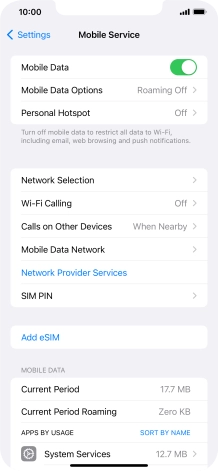 Press Mobile Data Options.