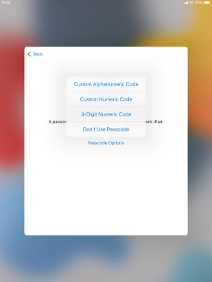 Follow the instructions on the screen to turn on use of lock code or press Don't Use Passcode.