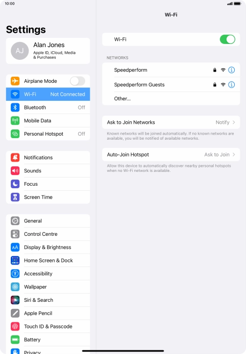 Press the required Wi-Fi network and key in the password for the Wi-Fi network.