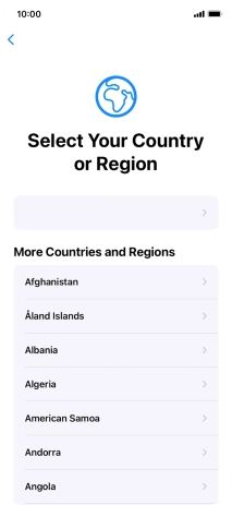 Press the required country or area.