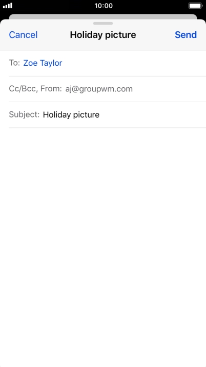 Press the text input field and write the text for your email message.