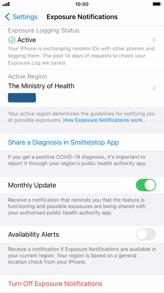 Press Exposure Logging Status.