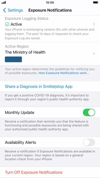 Press Exposure Logging Status.