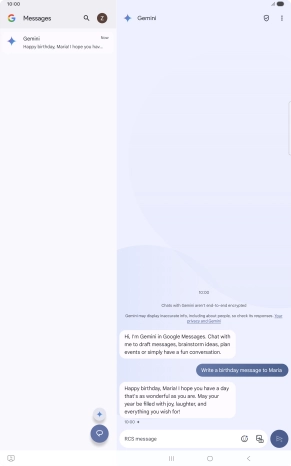 The text suggestion from Gemini is displayed.