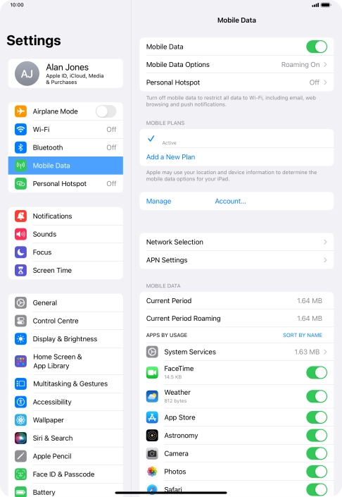 Press Personal Hotspot.