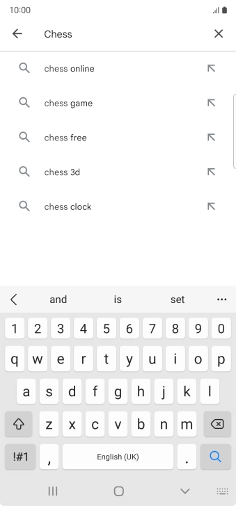 Key in the name or subject of the required app and press the search icon.
