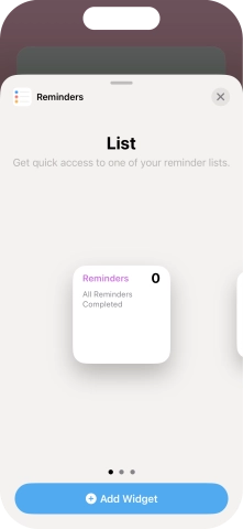 Slide your finger right or left on the screen to select the required widget size.