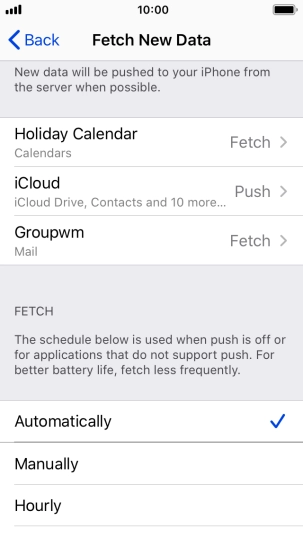 If you turn off the function, press the required setting.