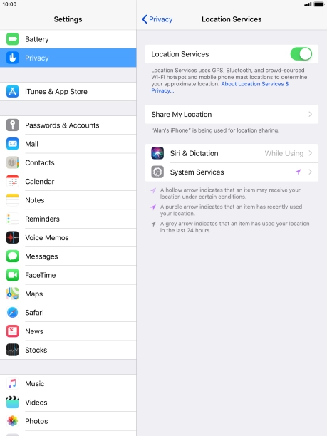 Press the required application.