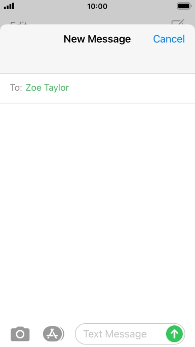 Press the text input field and write the text for your text message.