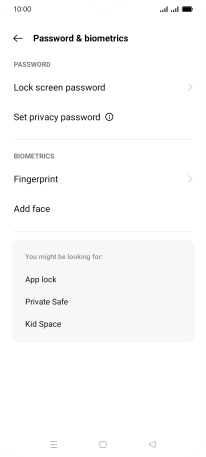 Press Fingerprint and key in the additional phone lock code you created earlier.